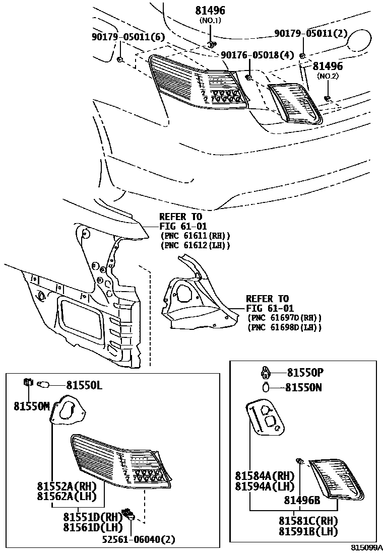 Toyota CAMRY 后组合灯 EPC diagram — 815099A