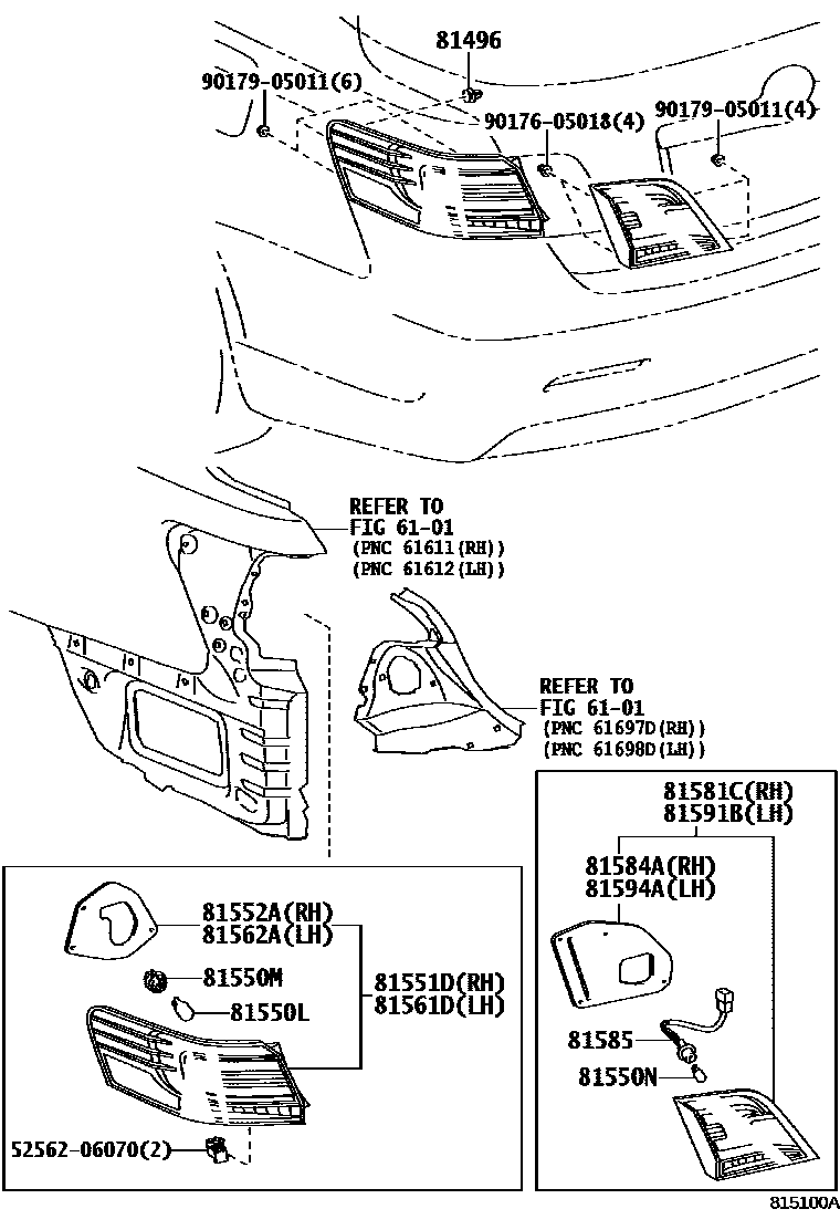 Toyota CAMRY 后组合灯 EPC diagram — 815100A