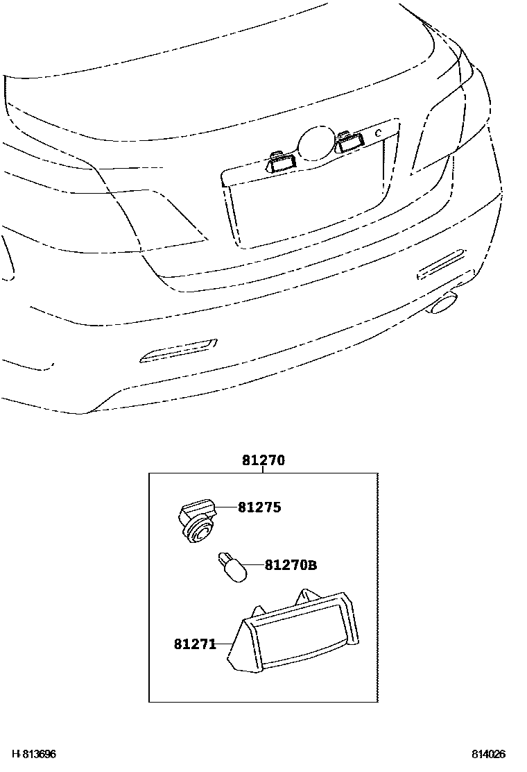 Toyota CAMRY 后牌照灯 EPC diagram — 814026