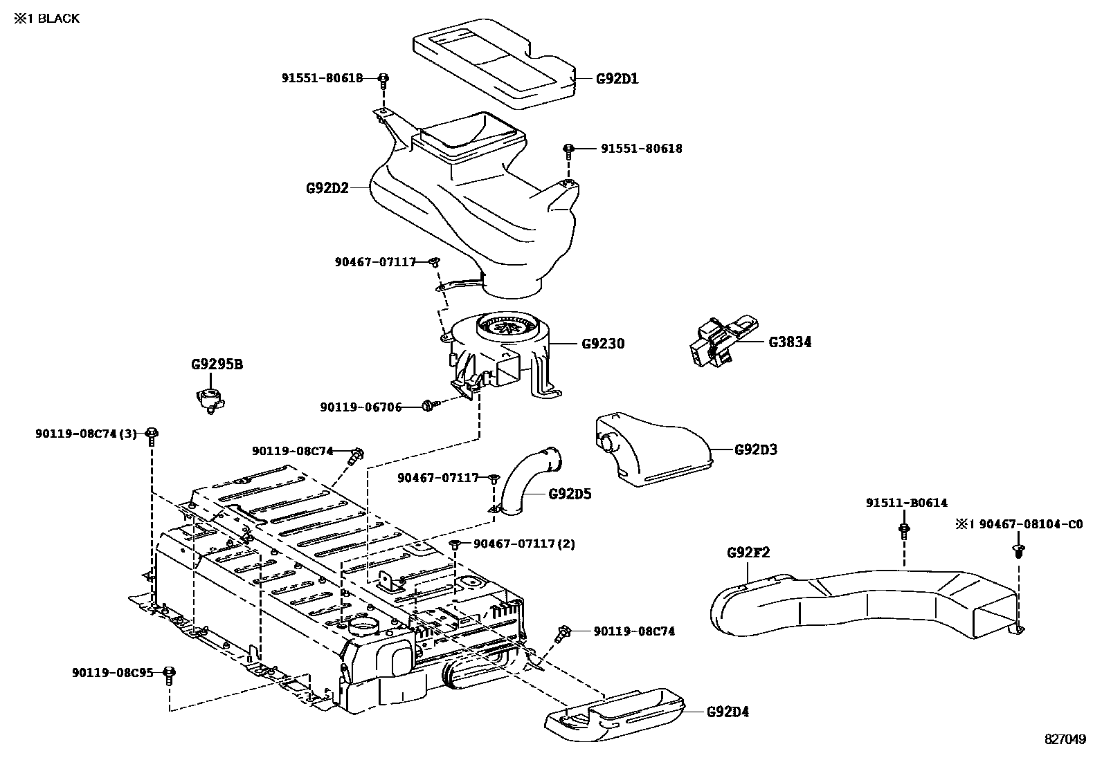 Toyota CAMRY 蓄电池和蓄电池电缆 EPC diagram — 827049