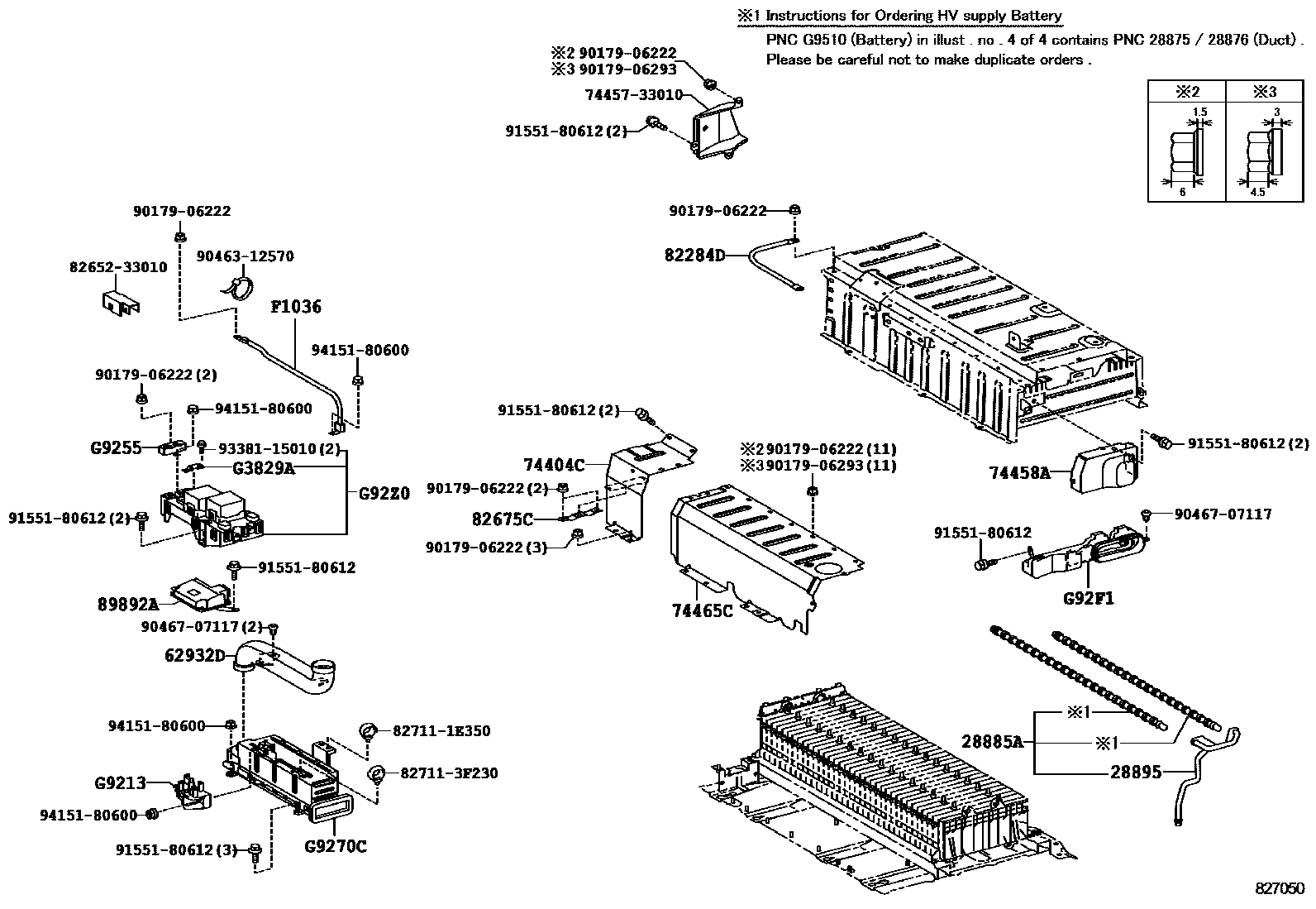 Toyota CAMRY 蓄电池和蓄电池电缆 EPC diagram — 827050
