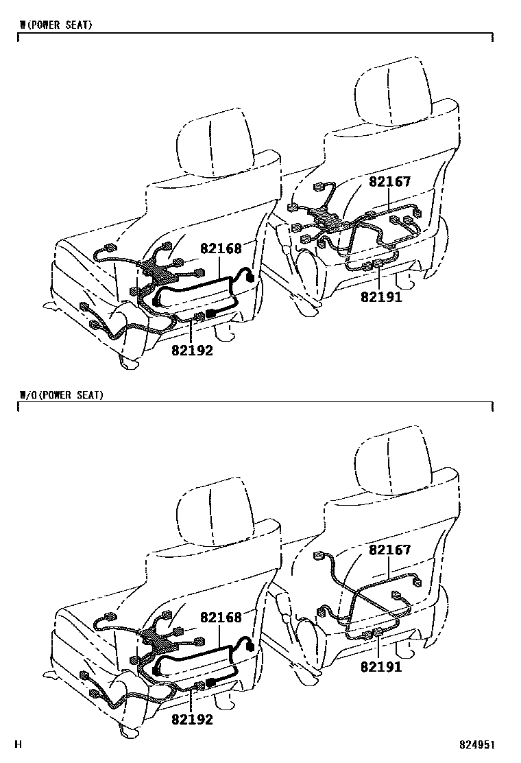 Toyota CAMRY 线束和卡夹 EPC diagram — 824951
