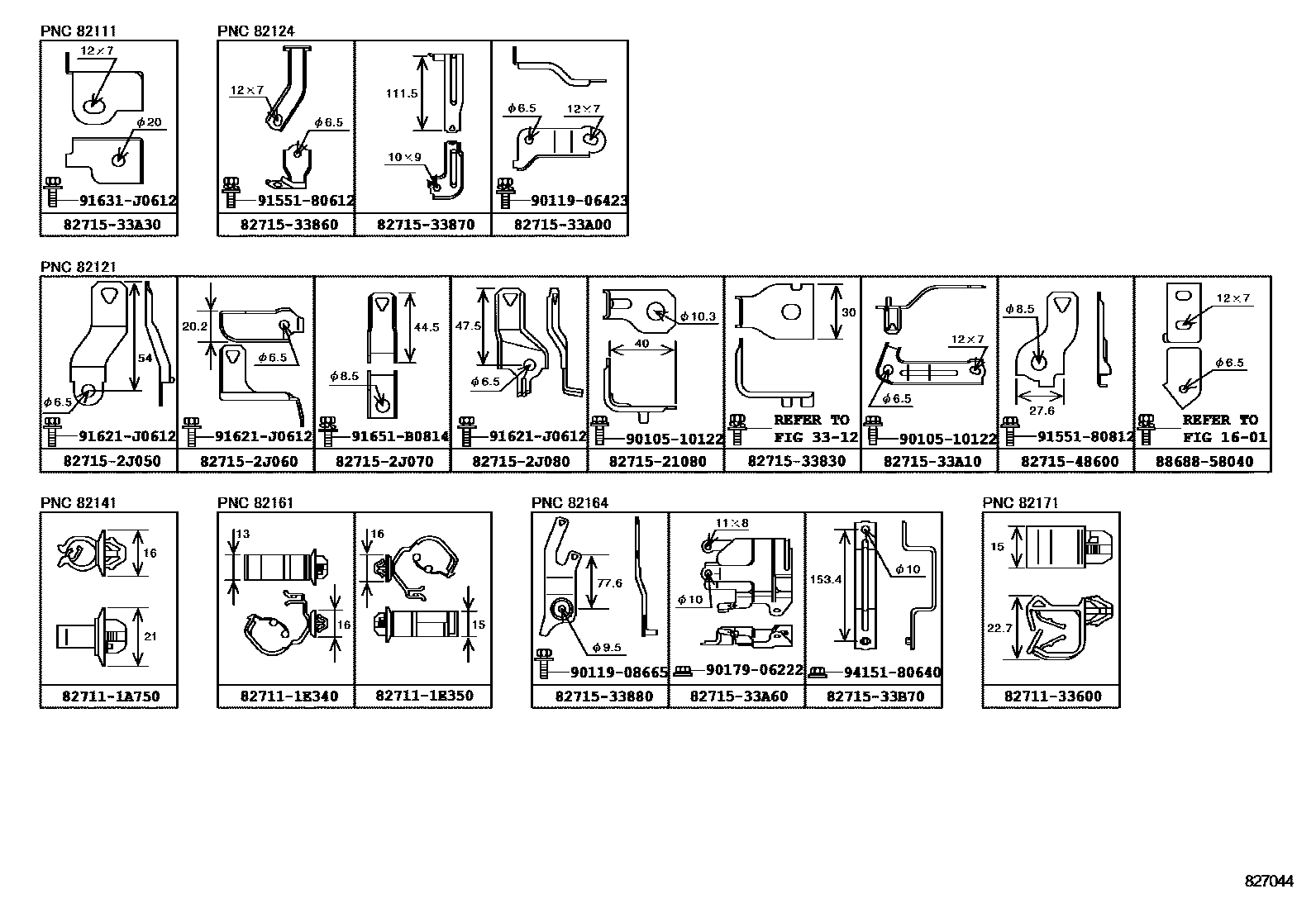 Toyota CAMRY 线束和卡夹 EPC diagram — 827044