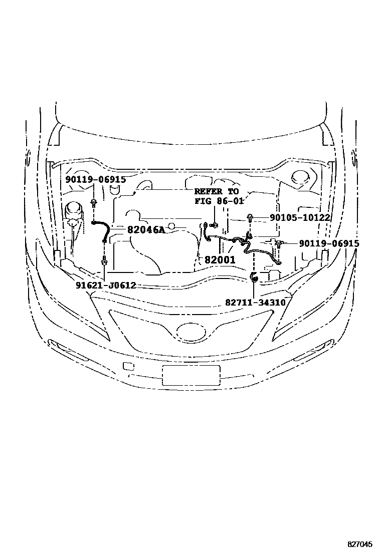 Toyota CAMRY 线束和卡夹 EPC diagram — 827045