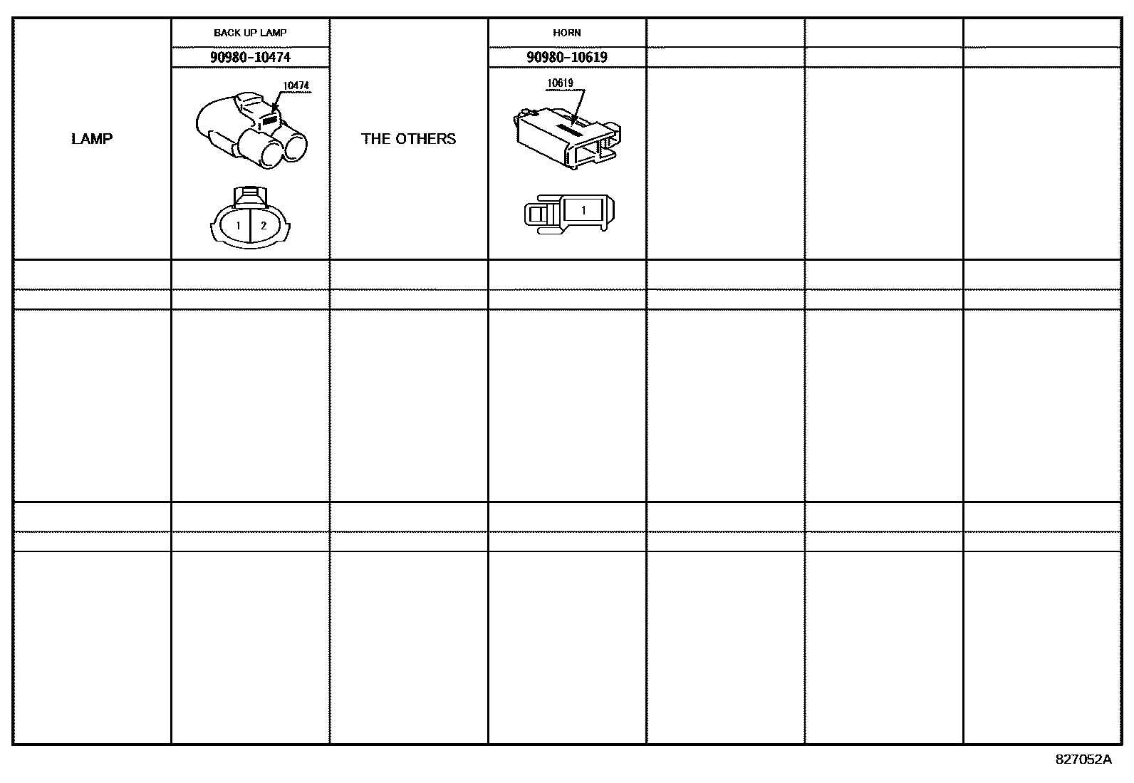 Toyota CAMRY 线束和卡夹 EPC diagram — 827052A