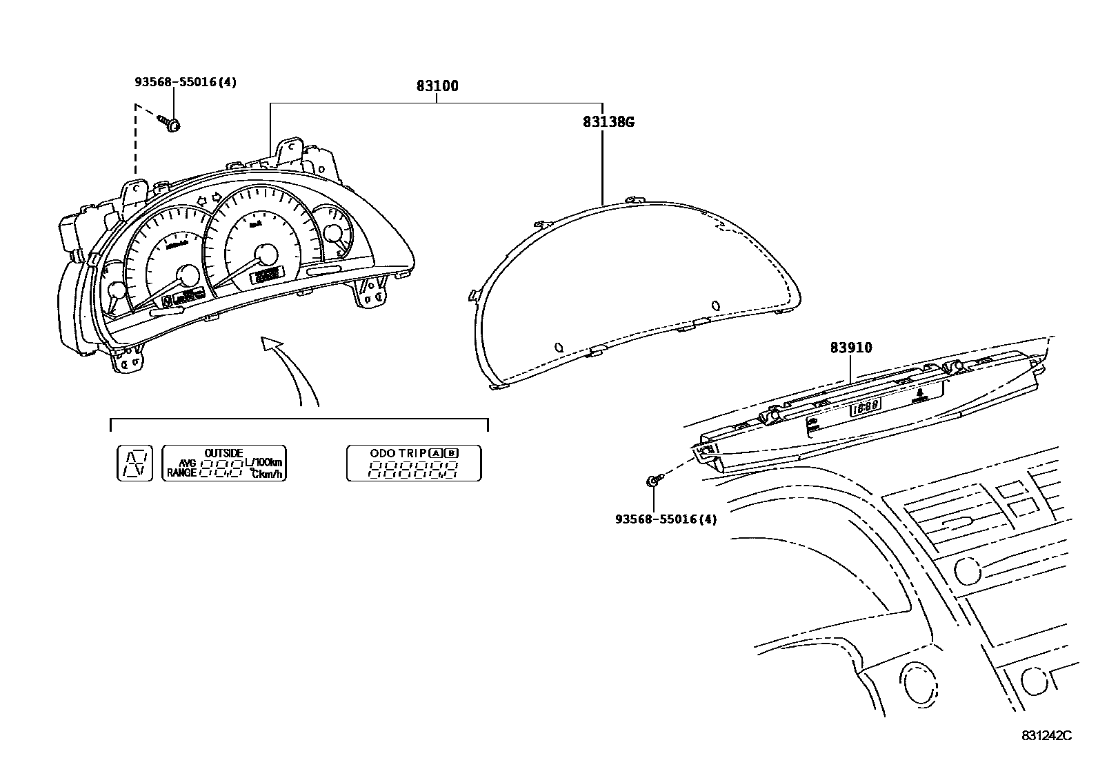 Toyota CAMRY 仪表 EPC diagram — 831242C