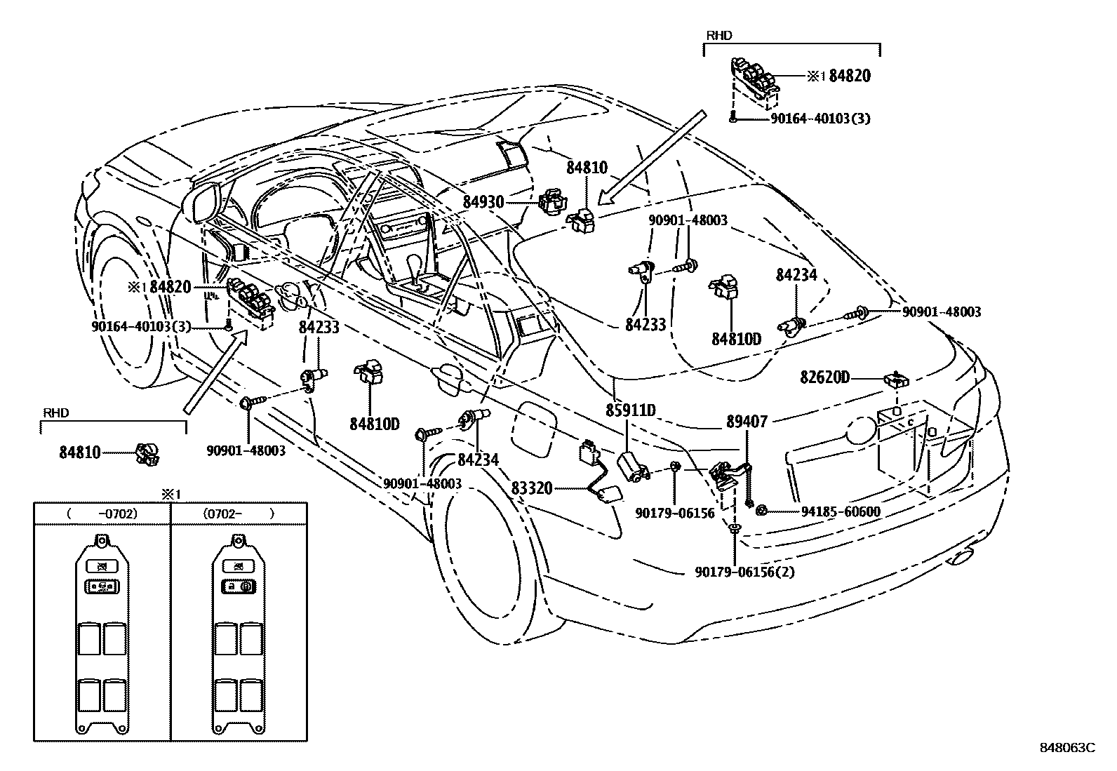 Toyota CAMRY 开关和继电器和ECU EPC diagram — 848063C