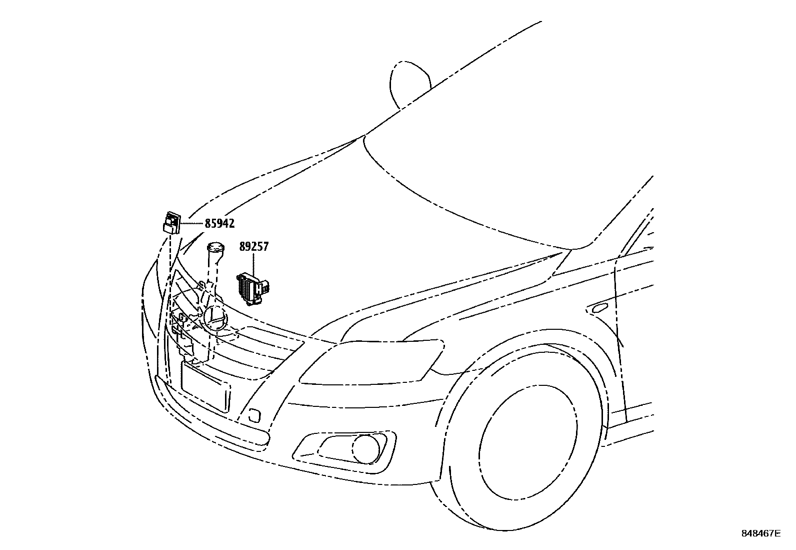 Toyota CAMRY 开关和继电器和ECU EPC diagram — 848467E