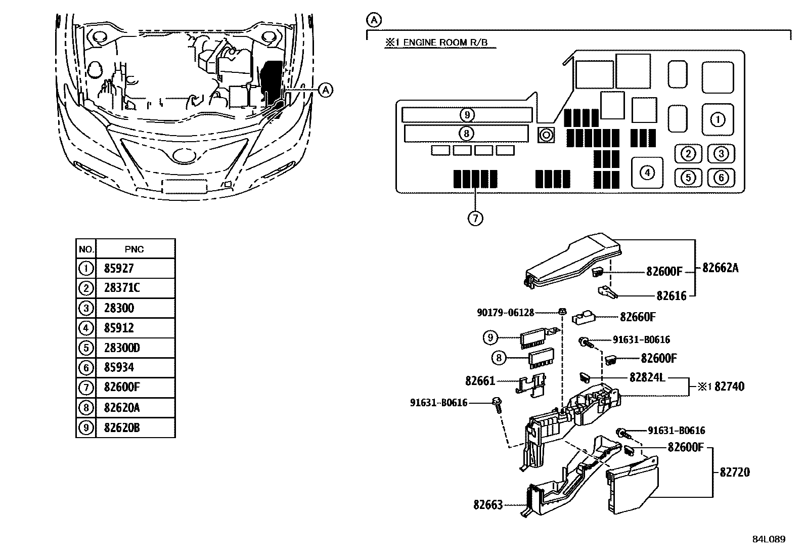 Toyota CAMRY 开关和继电器和ECU EPC diagram — 84L089