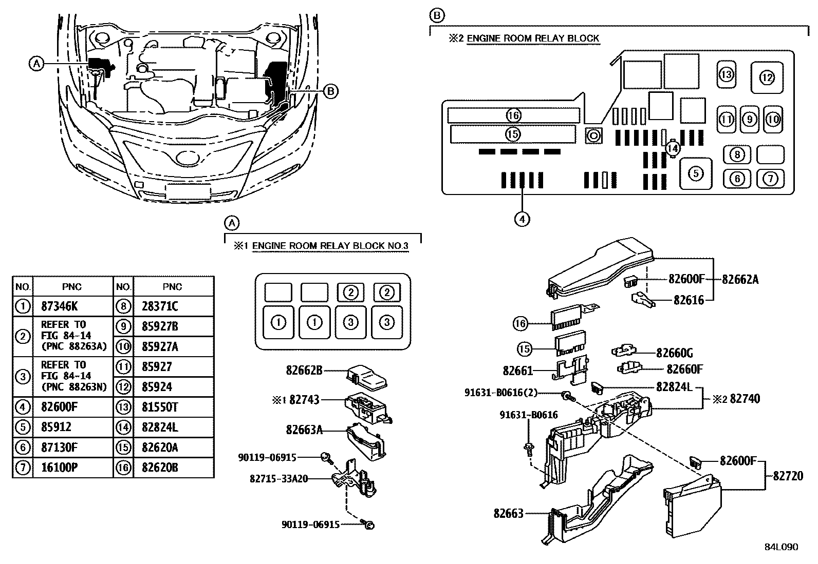 Toyota CAMRY 开关和继电器和ECU EPC diagram — 84L090