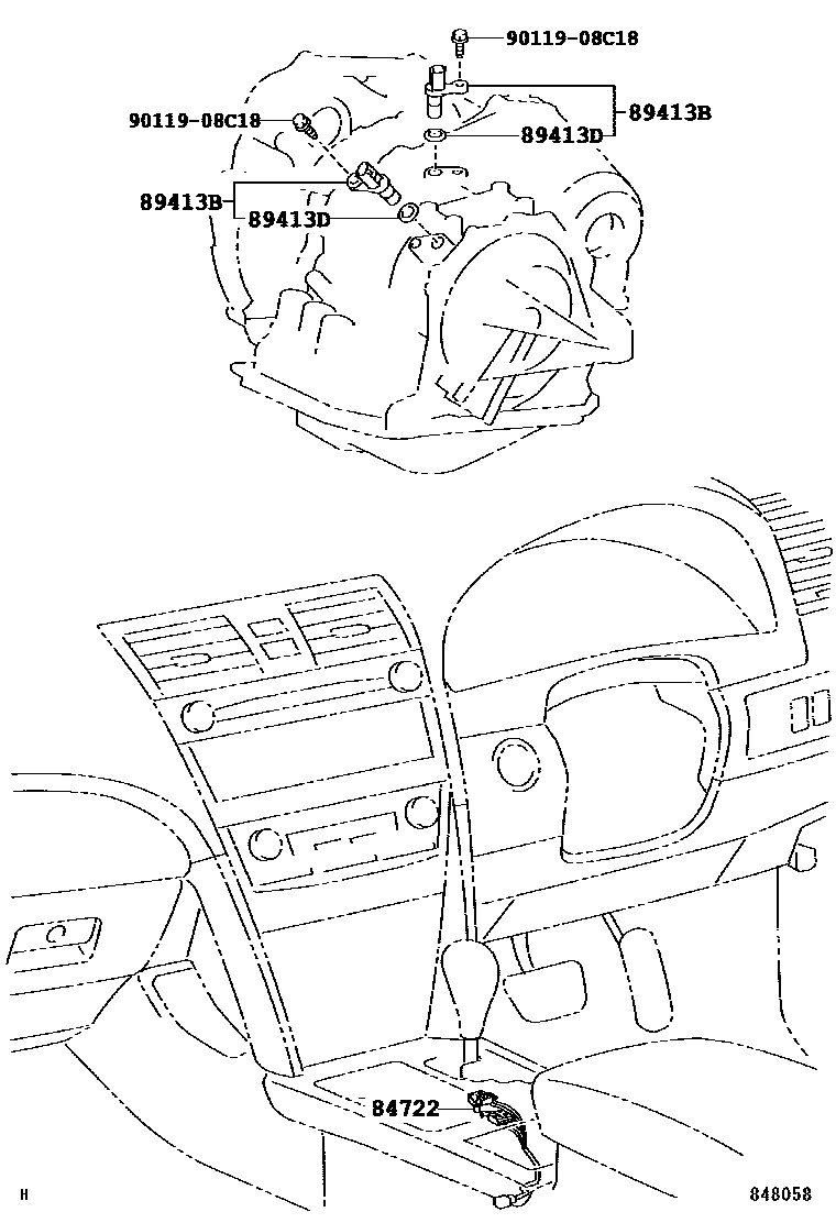 Toyota CAMRY 超速档和电子控制变速器 EPC diagram — 848058
