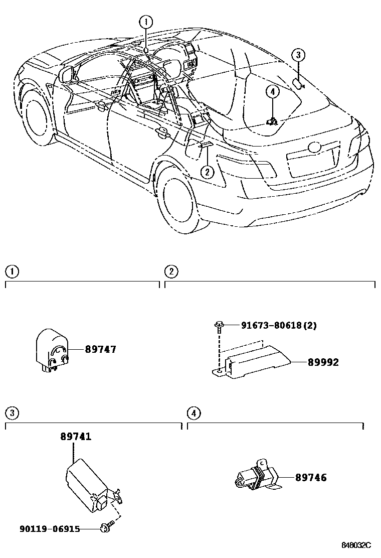 Toyota CAMRY 遥控门锁 EPC diagram — 848032C
