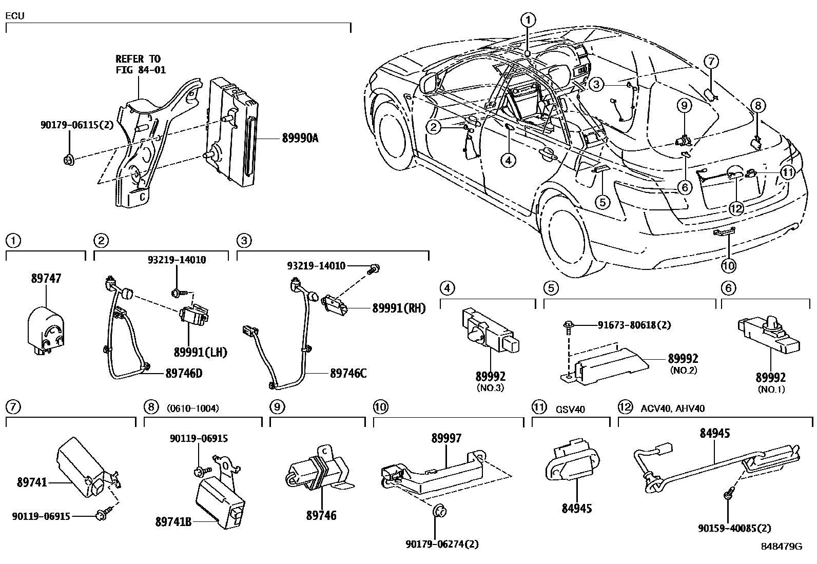 Toyota CAMRY 遥控门锁 EPC diagram — 848479G