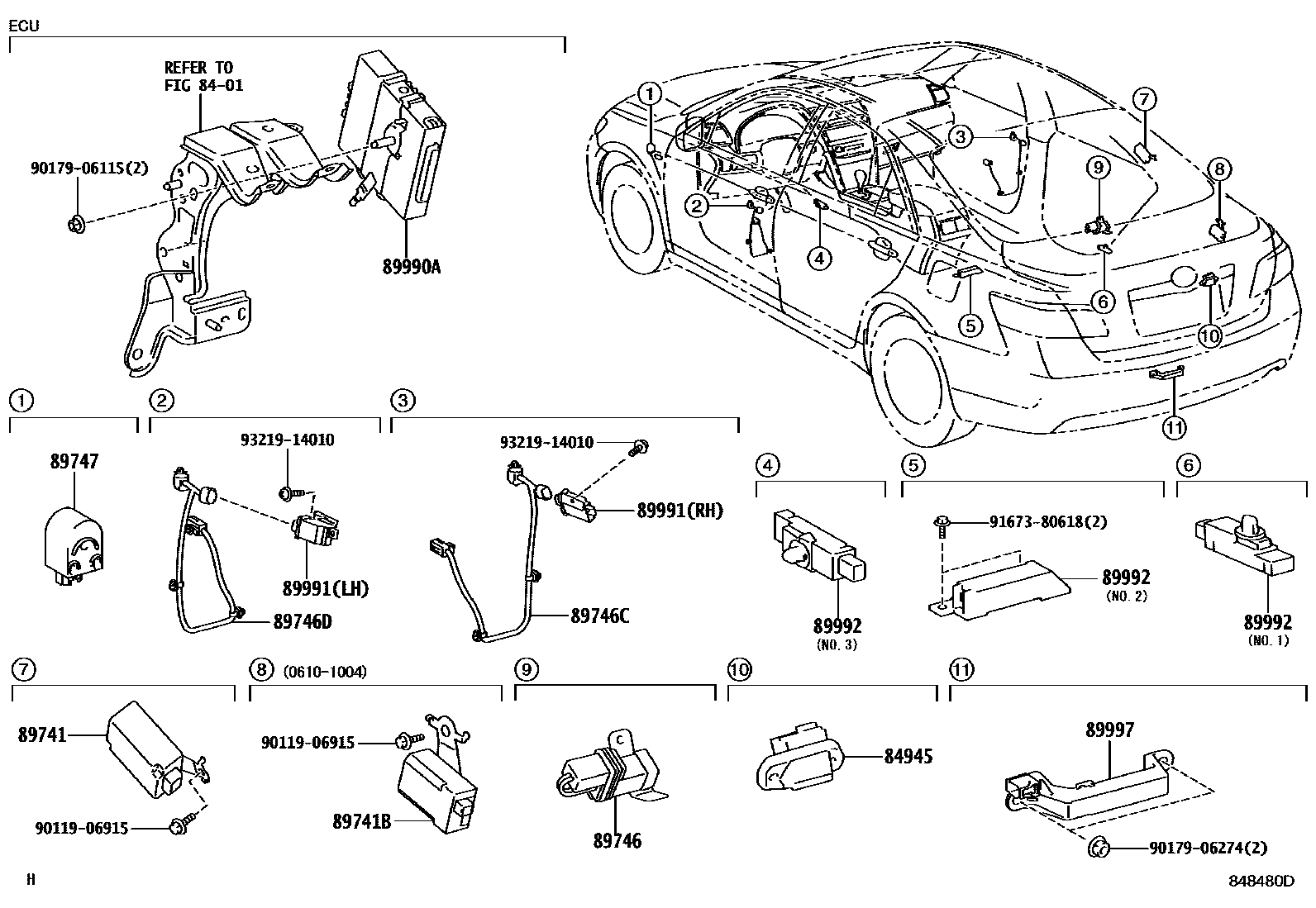 Toyota CAMRY 遥控门锁 EPC diagram — 848480D