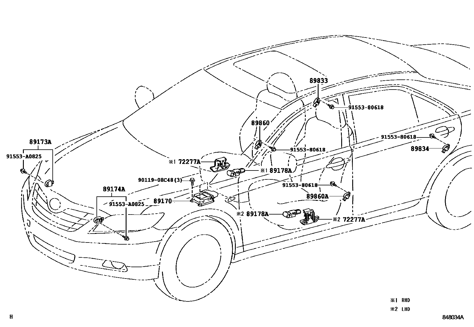 Toyota CAMRY 空气囊 EPC diagram — 848034A