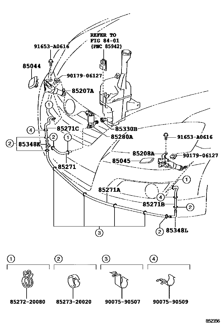 Toyota CAMRY 前大灯清洗器 EPC diagram — 852356