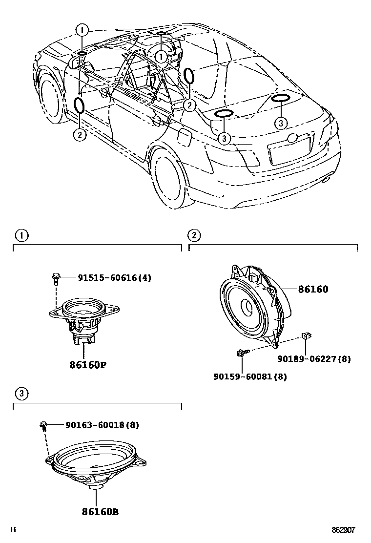 Toyota CAMRY 扬声器 EPC diagram — 862907