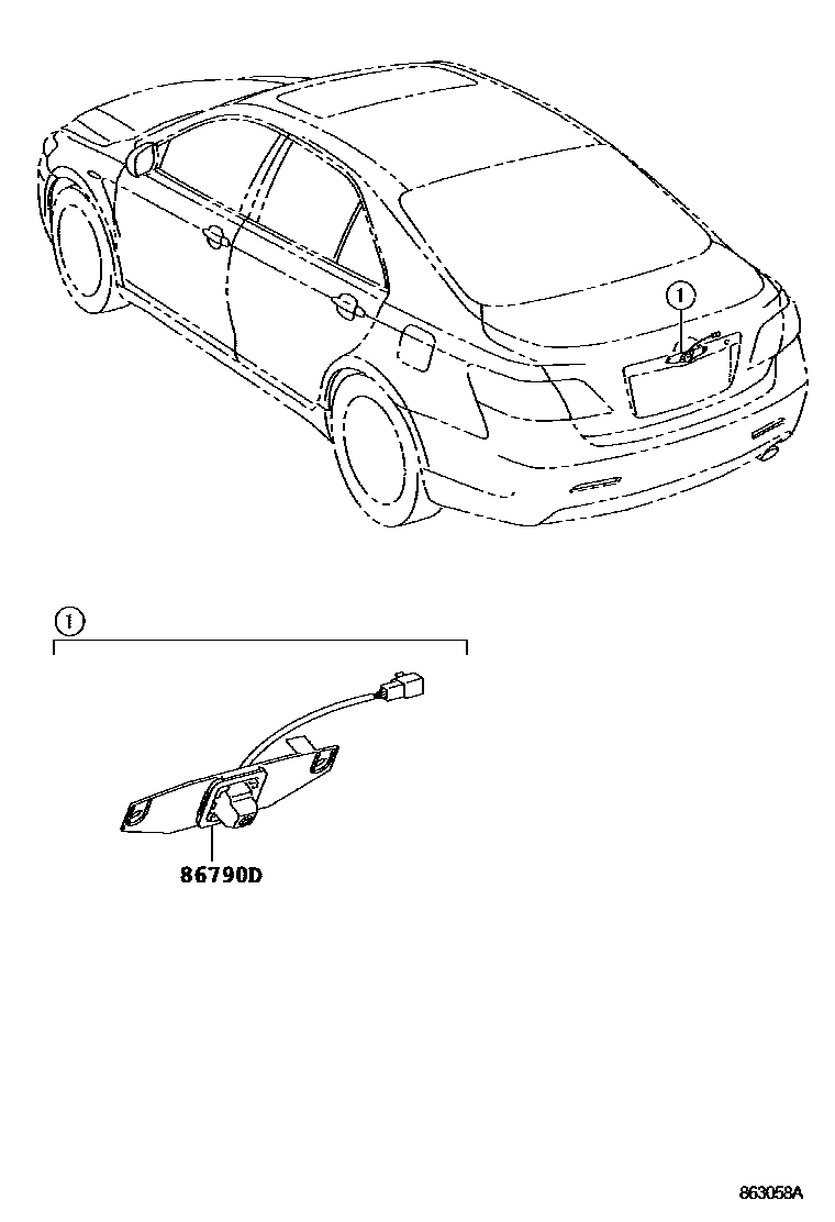 Toyota CAMRY 倒车影像和摄像头 EPC diagram — 863058A