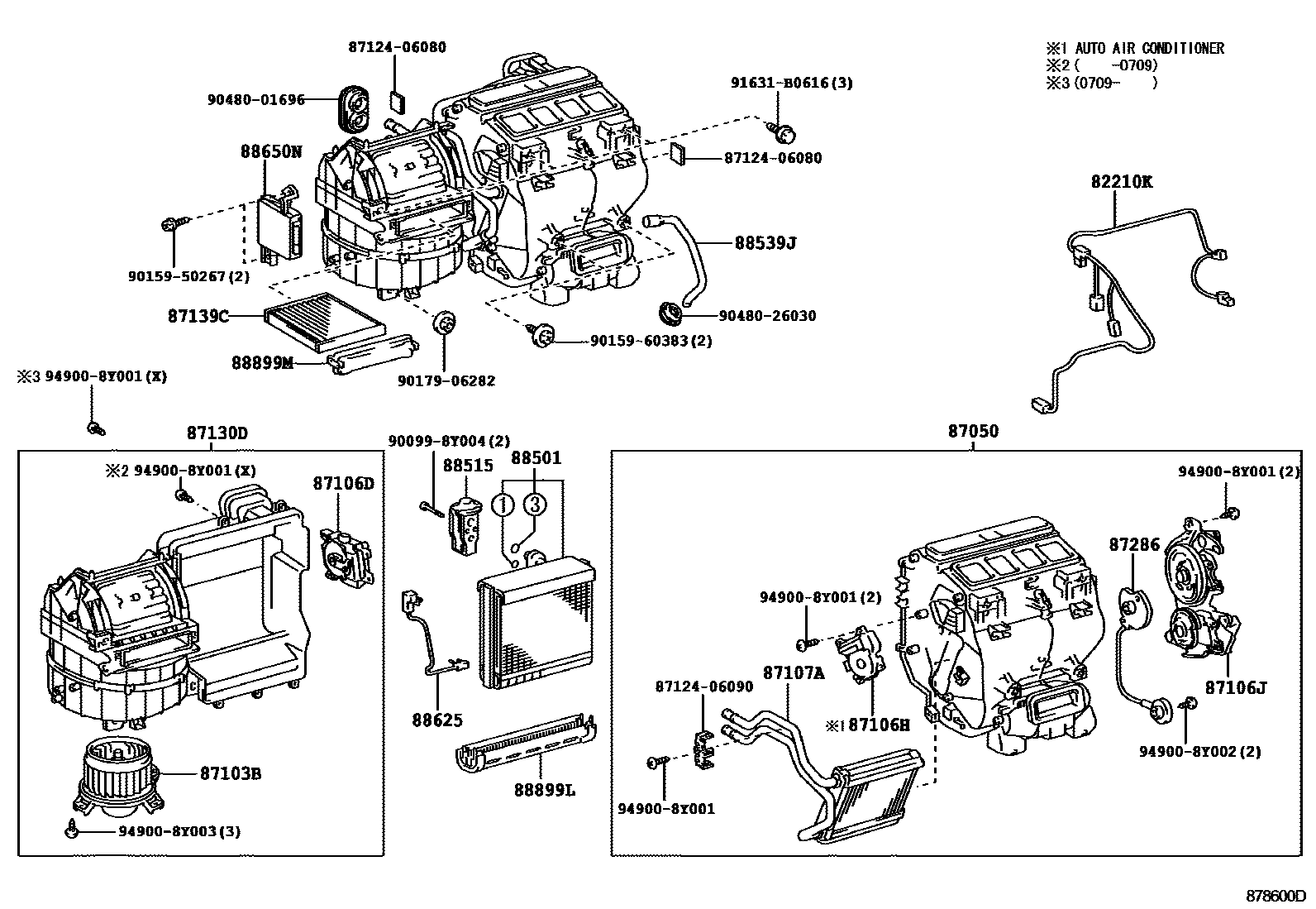 Toyota CAMRY 暖风和空调系统 - 冷却器组件 EPC diagram — 878600D