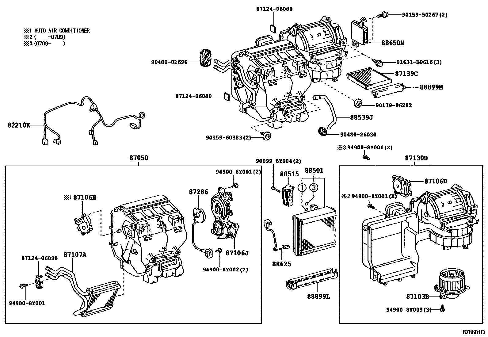 Toyota CAMRY 暖风和空调系统 - 冷却器组件 EPC diagram — 878601D