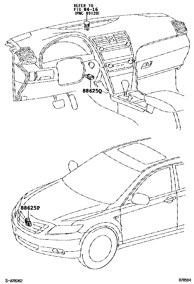 Toyota CAMRY 暖风和空调系统 - 控制器和风管 EPC diagram — 878554