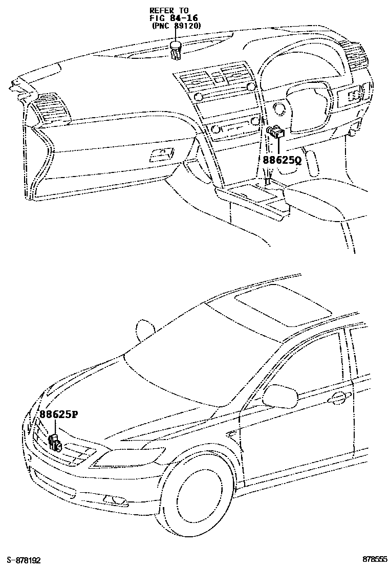Toyota CAMRY 暖风和空调系统 - 控制器和风管 EPC diagram — 878555