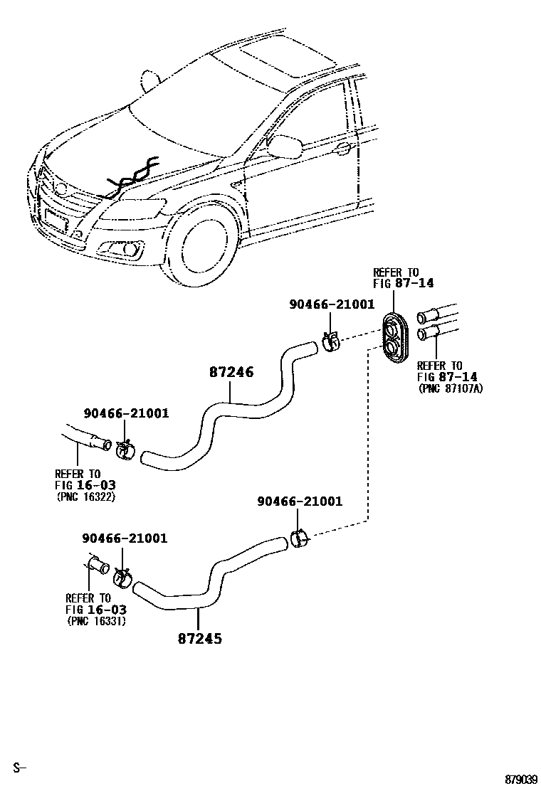 Toyota CAMRY 暖风和空调系统 - 水管 EPC diagram — 879039
