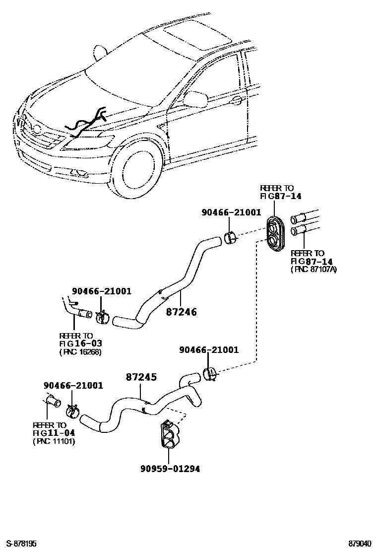 Toyota CAMRY 暖风和空调系统 - 水管 EPC diagram — 879040