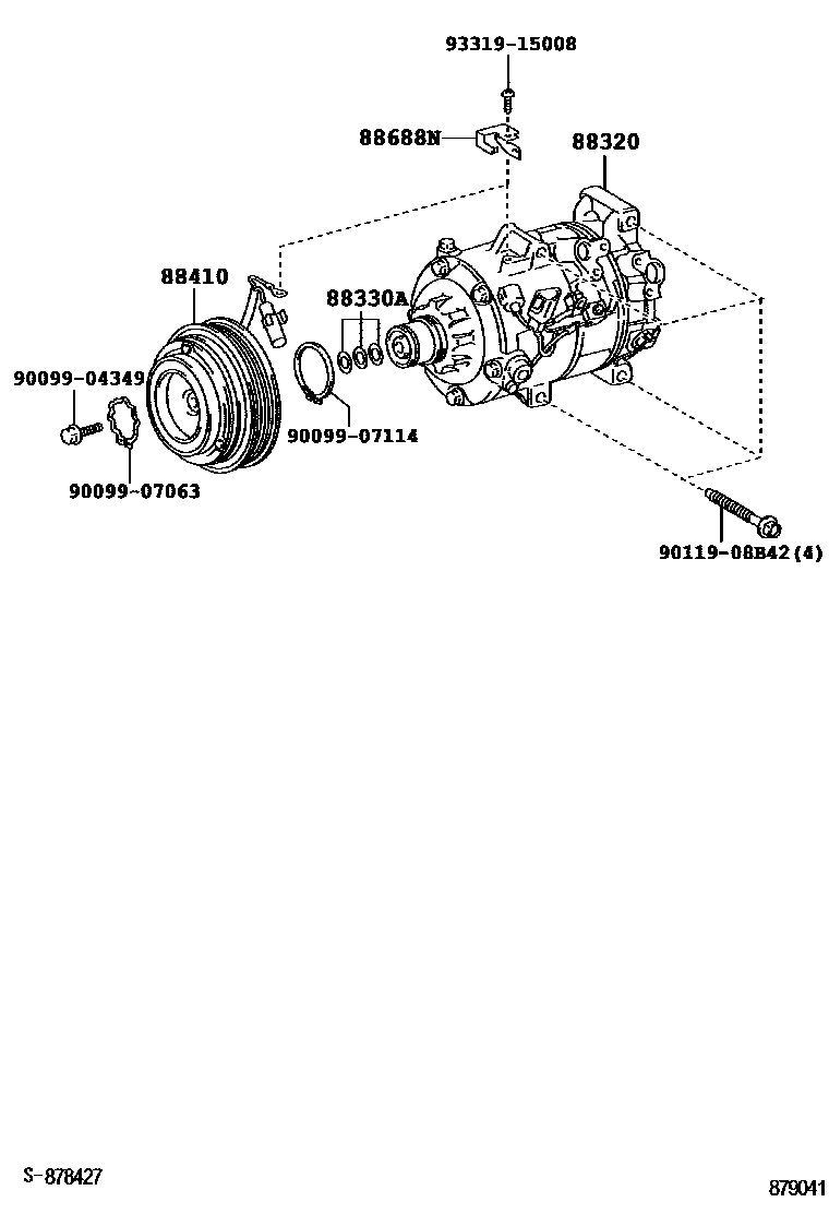 Toyota CAMRY Heating & Air Conditioning - Compressor EPC diagram — 879041