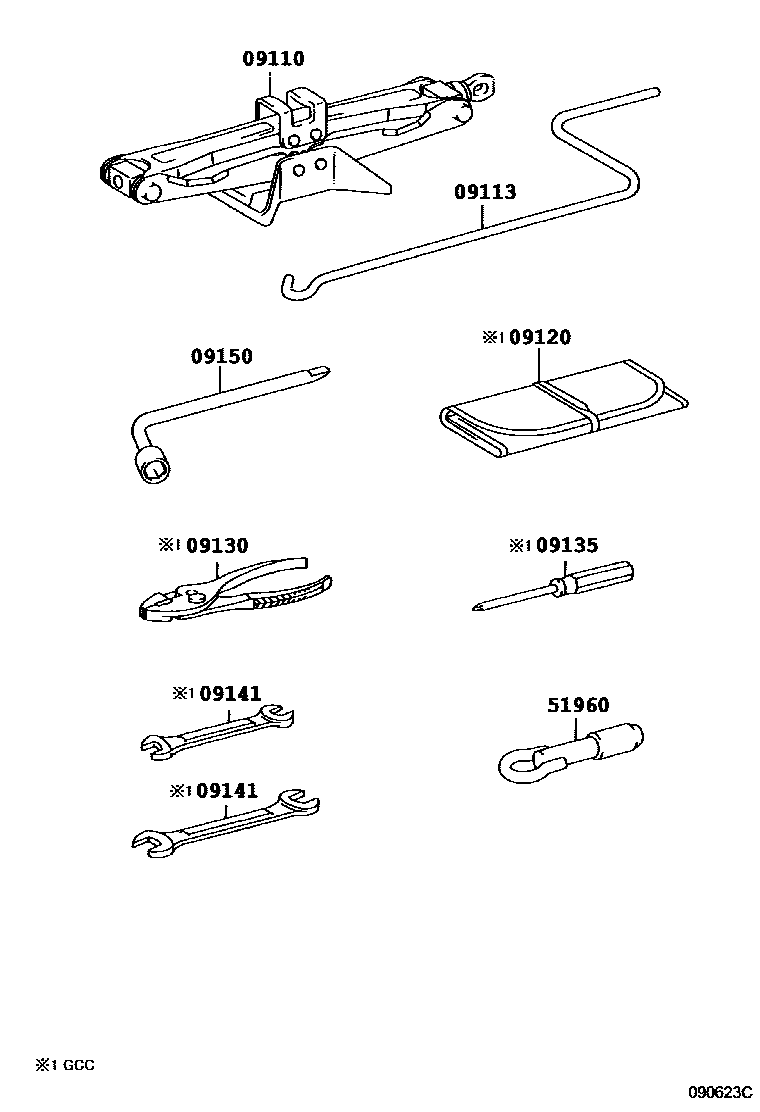 Toyota CAMRY Standard Tools EPC diagram — 090623C