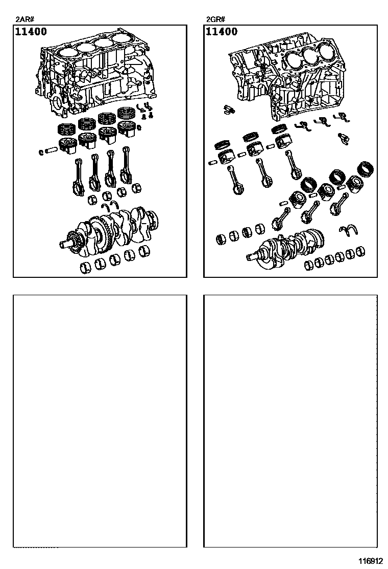 Toyota CAMRY Short Block Assembly EPC diagram — 116912