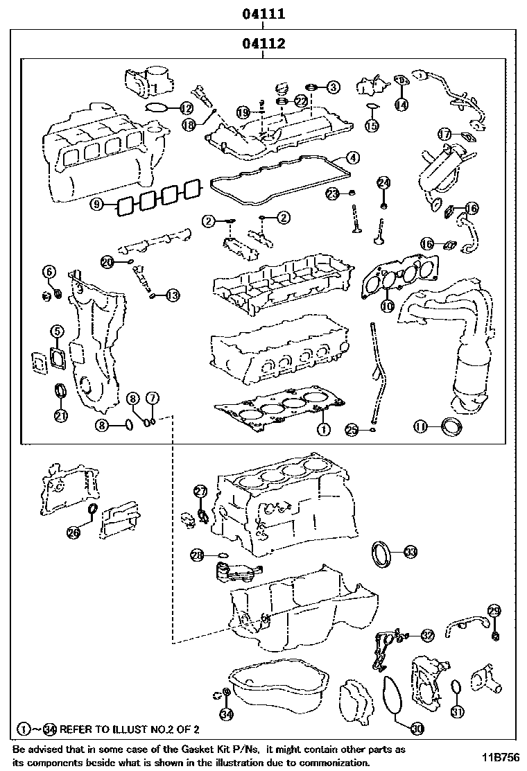 Toyota CAMRY Engine Overhaul Gasket Kit EPC diagram — 11B756