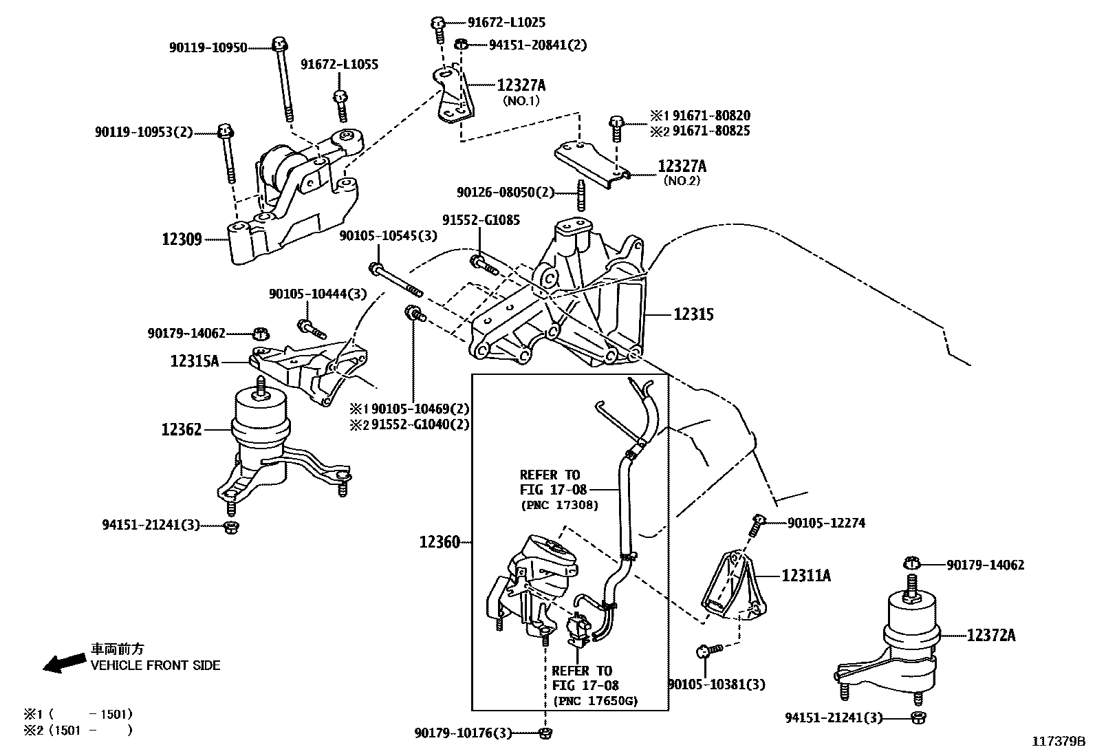 Toyota CAMRY Engine Mounting EPC diagram — 117379B