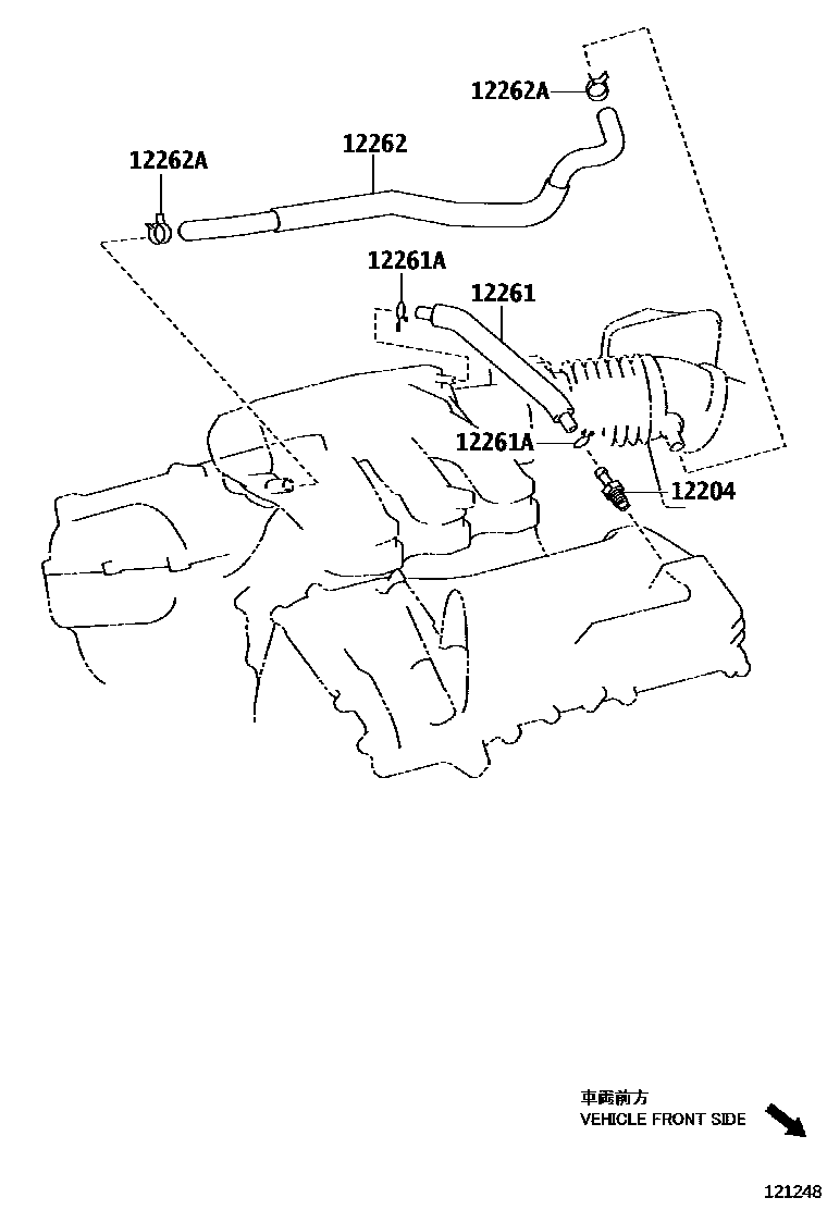 Toyota CAMRY Ventilation Hose EPC diagram — 121248