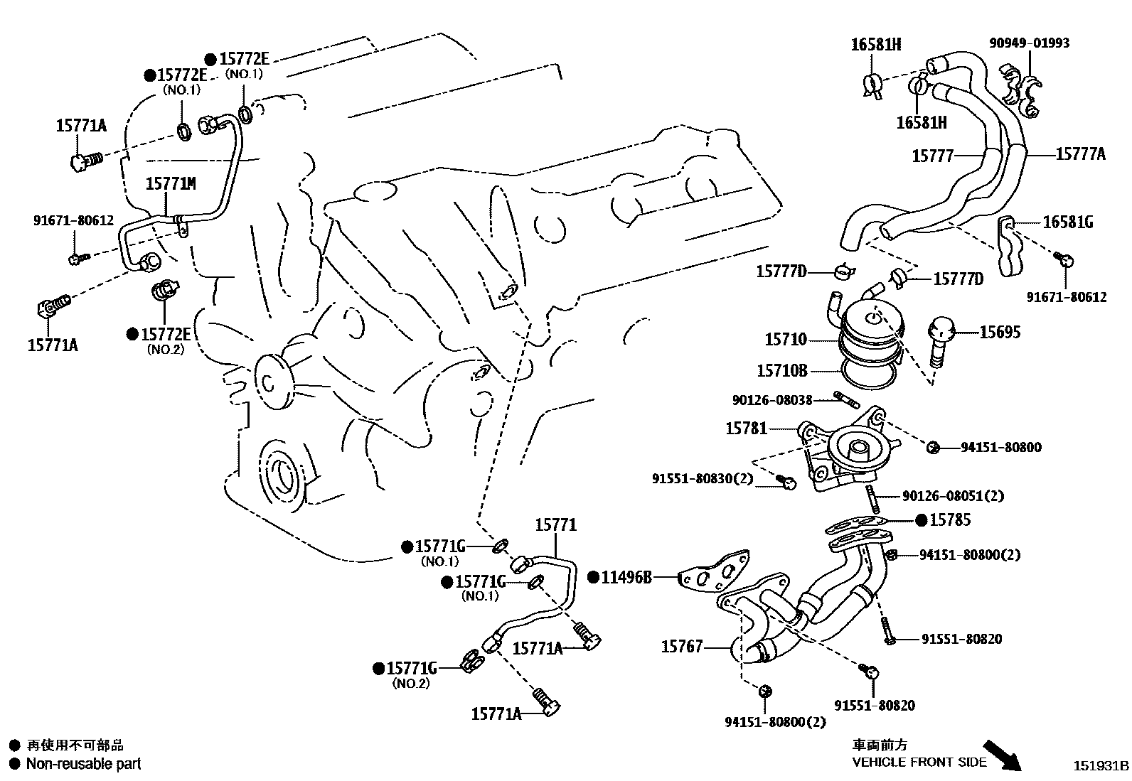 Toyota CAMRY Engine Oil Cooler EPC diagram — 151931B