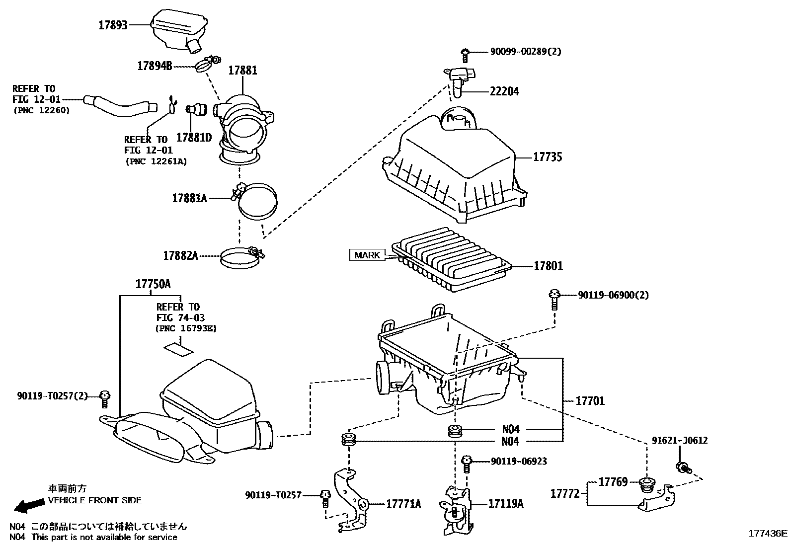 Toyota CAMRY Air Cleaner EPC diagram — 177436E