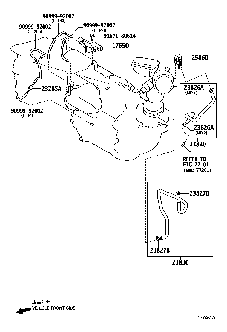 Toyota CAMRY vacuum tube EPC diagram — 177451A