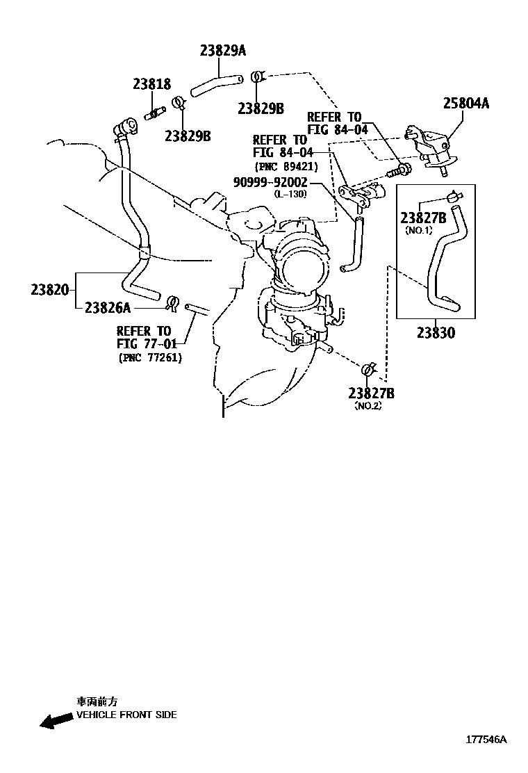 Toyota CAMRY vacuum tube EPC diagram — 177546A