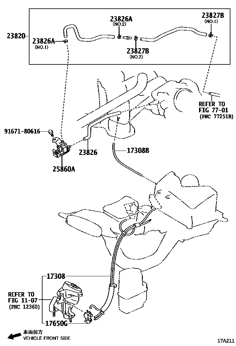 Toyota CAMRY vacuum tube EPC diagram — 17A211