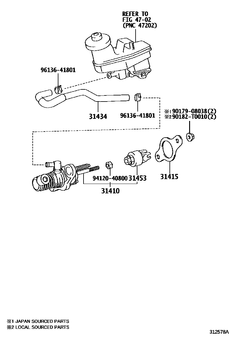 Toyota CAMRY 离合器总泵 EPC diagram — 312578A