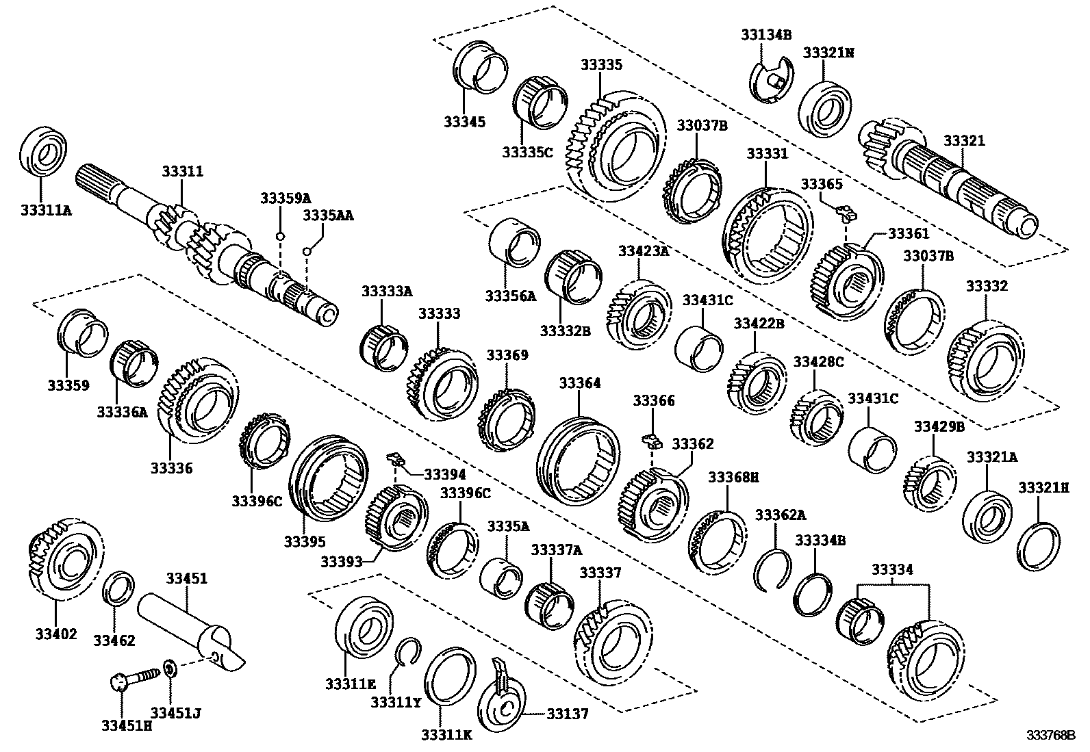 Toyota CAMRY 变速器齿轮(MTM) EPC diagram — 333768B
