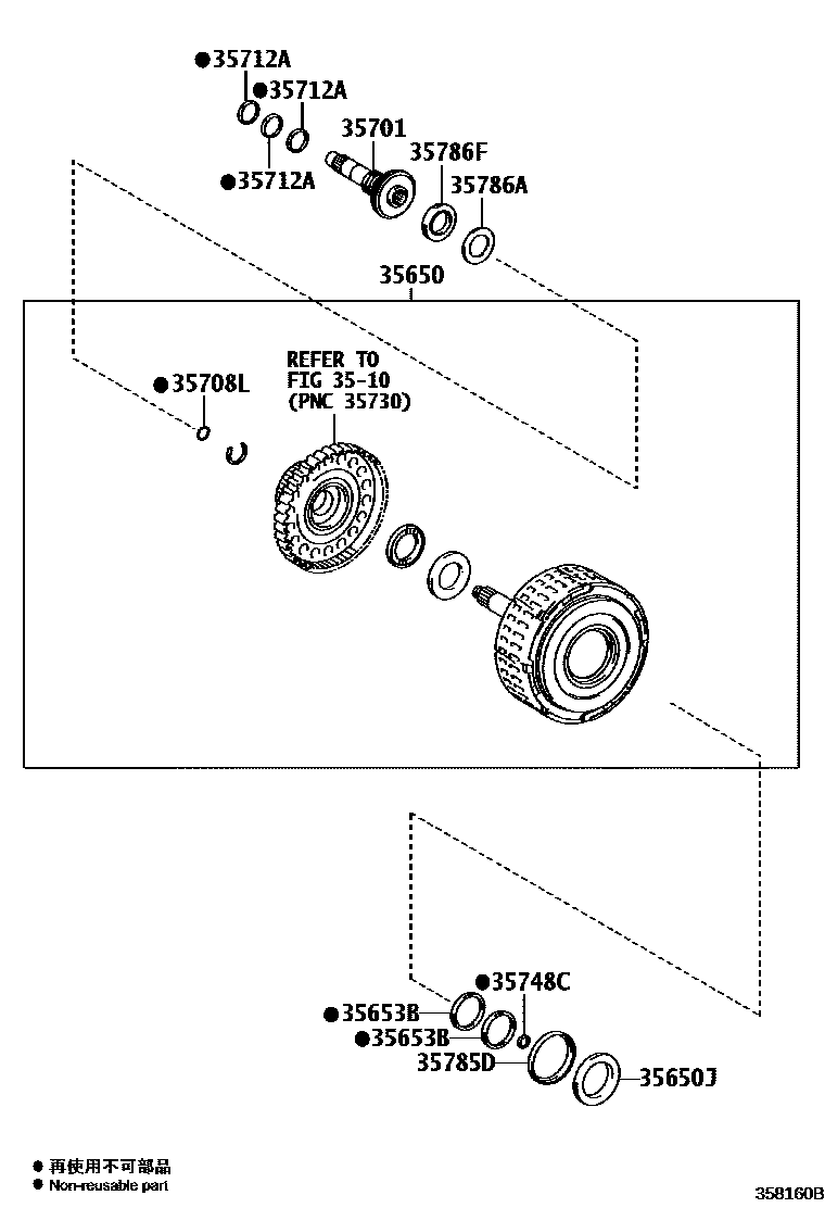 Toyota CAMRY 制动带和多片式离合器(ATM) EPC diagram — 358160B