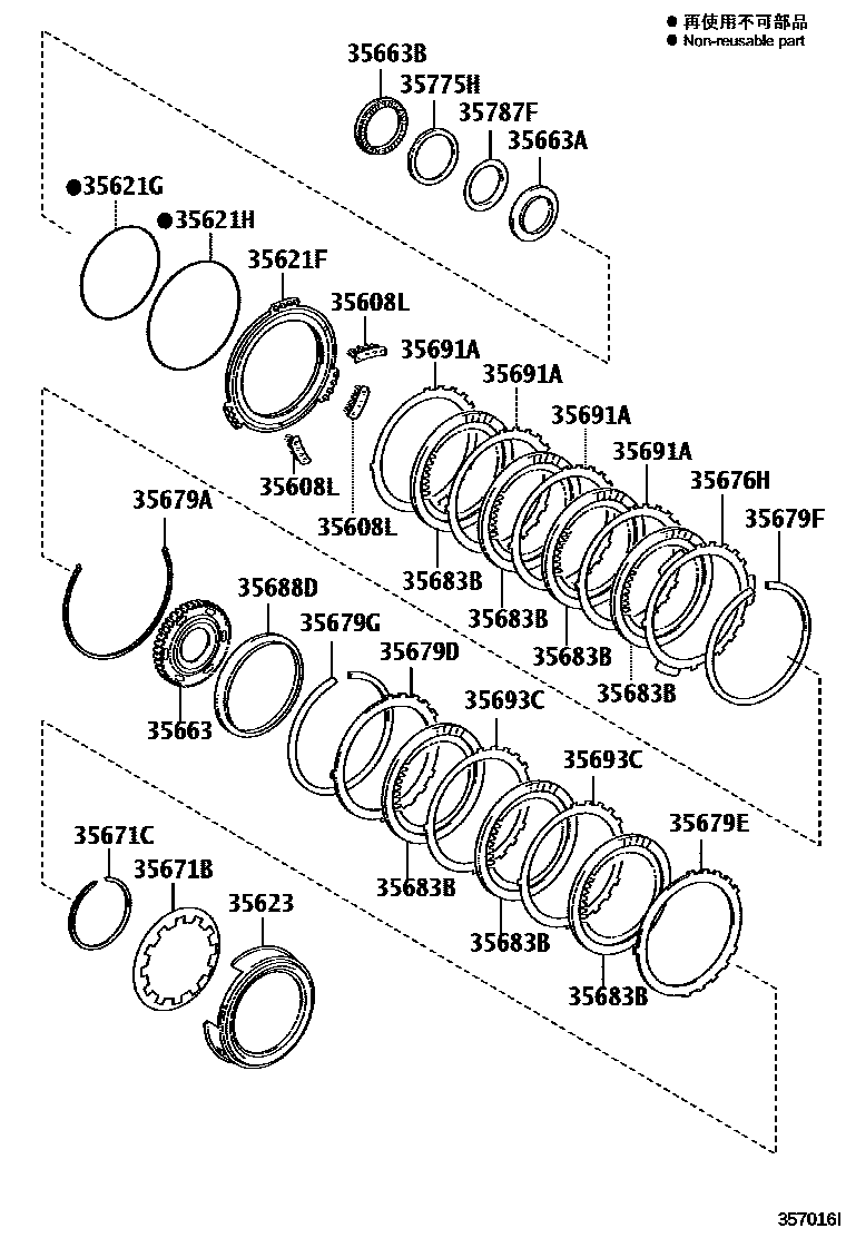 Toyota CAMRY 3号制动器、一档和倒档制动器(ATM) EPC diagram — 357016I