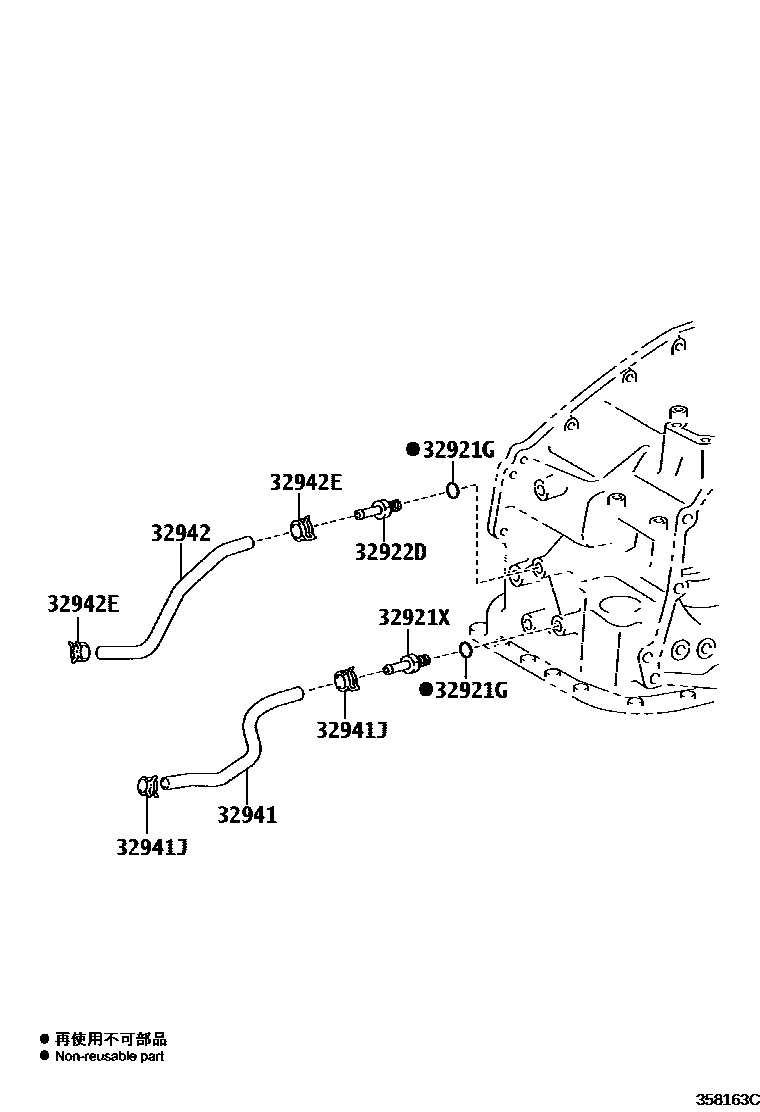 Toyota CAMRY 变速器油冷却器和配管(ATM) EPC diagram — 358163C