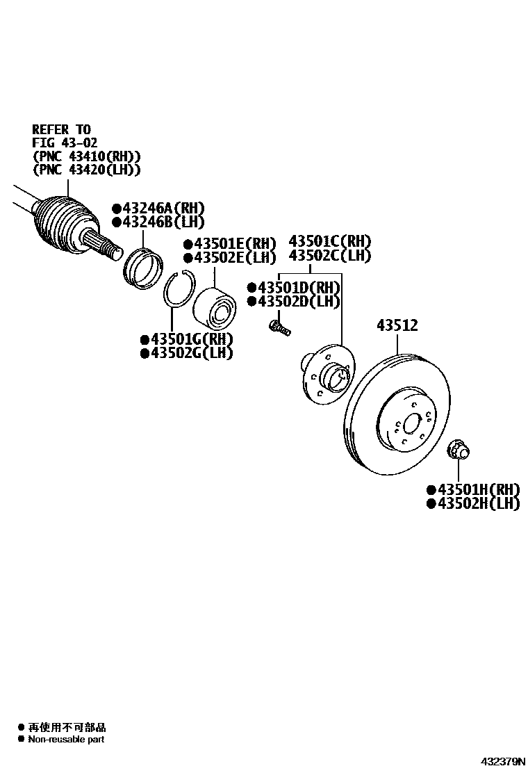 Toyota CAMRY Front Axle Hub EPC diagram — 432379N
