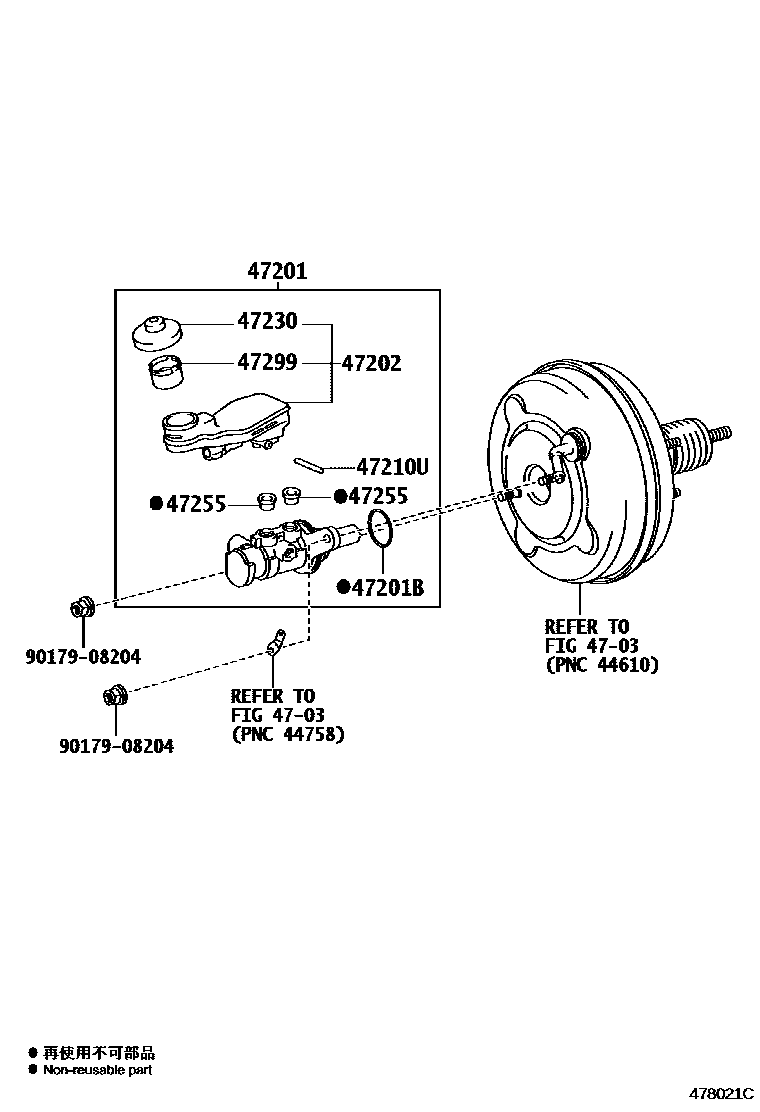 Toyota CAMRY 制动总泵 EPC diagram — 478021C