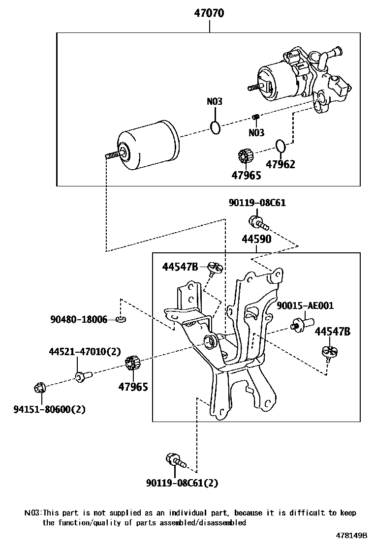 Toyota CAMRY 制动配管和卡箍 EPC diagram — 478149B