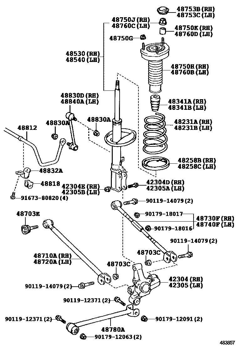 Toyota CAMRY Rear Spring & Shock Absorber EPC diagram — 483857