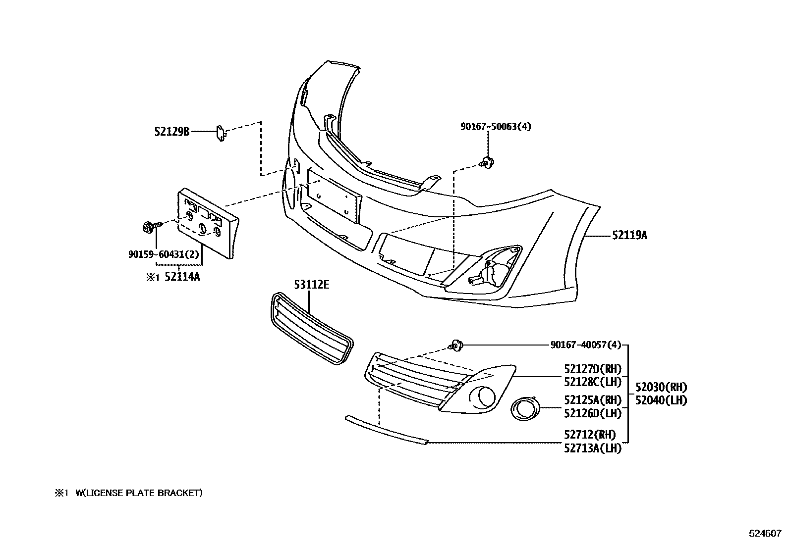 Toyota CAMRY 前保险杠及附件 EPC diagram — 524607