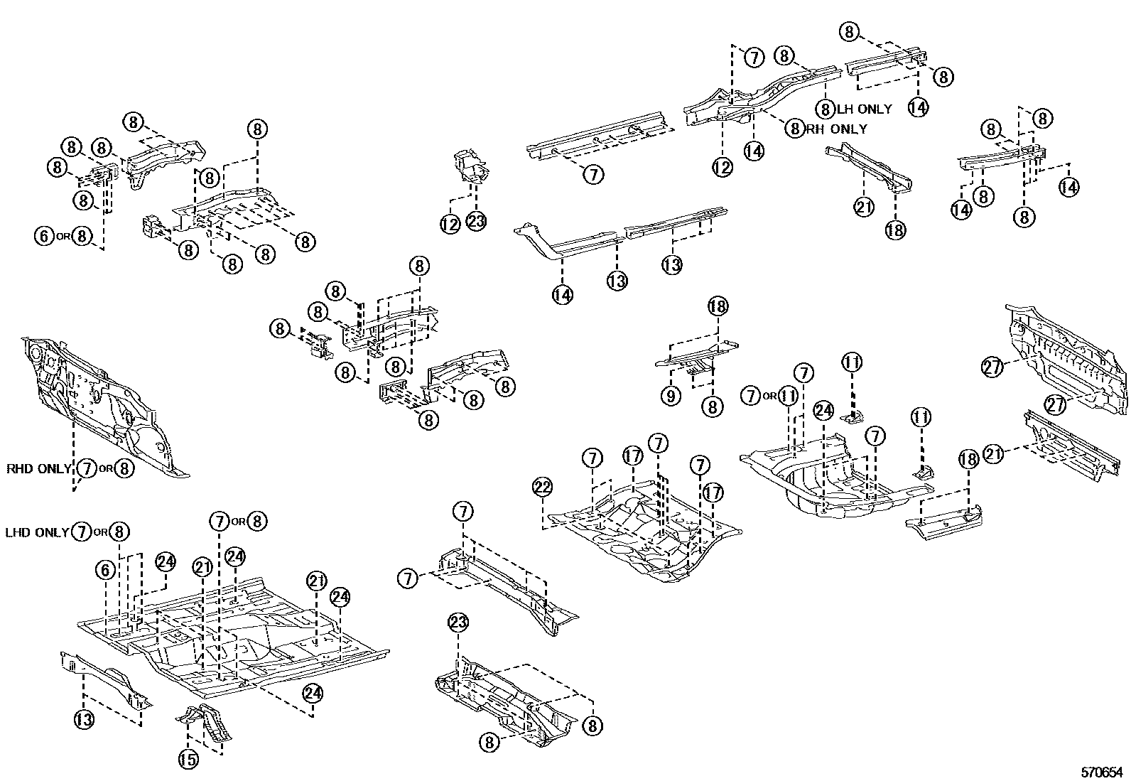 Toyota CAMRY hole plug EPC diagram — 570654